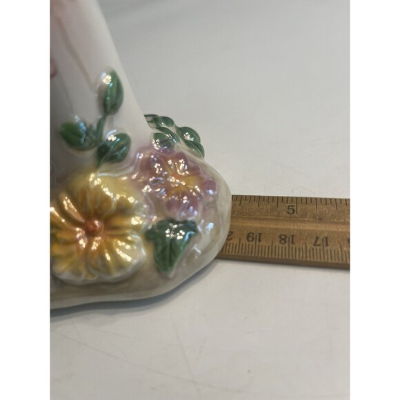 A Birds Flight Goldfinch Floral Iridescent Ceramic Vase - Picture 7 of 14